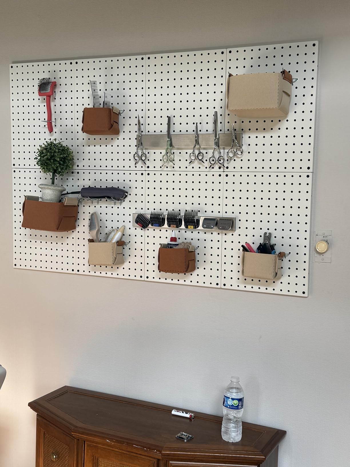 Spampur Peg Board, 4 Pack Metal PegBoard Organizer with Accessories, White Pegboard Panels with 50 Pcs Hooks and Baskets, Wall Organizer for Office, Craft Room Organization, Garage, Sewing Room customer photo 2