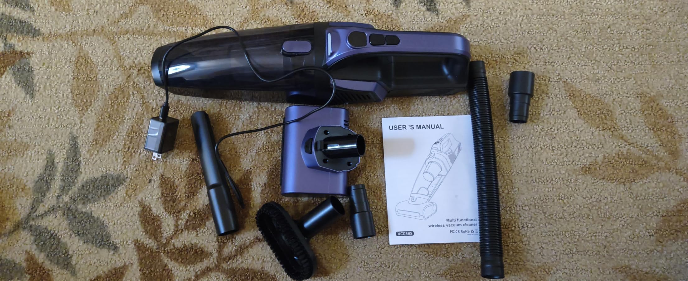 Pet Hair Handheld Vacuum Cordless: 20000PA High Power Car Vacuum with Motorized Brush and LED Light, Rechargeable Hand Held Vacuum Cleaner with Reusable Filter for Car, Home, Office & Pet, Purple customer photo 2