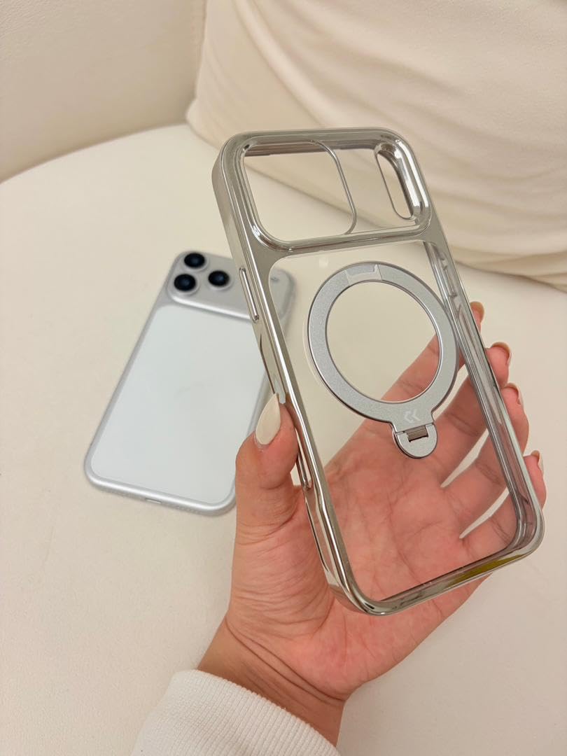 CASEKOO Glossy 360 Spin Magnetic Stand for iPhone 17 Pro Max Case [Fit for MagSafe][17FT Military Protection] Slim Hand-Polished Frame Titanium Alloy Sturdy Stand 6.9