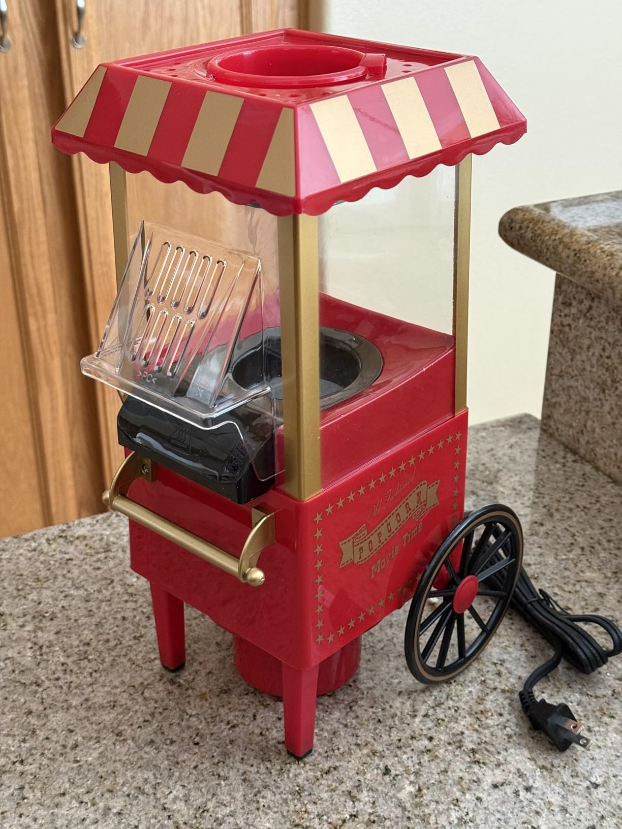 Commercial Popcorn Machine with Cart & Wheels - Popcorn Maker with 22OZ Stainless Steel Kettle for Home, Theater, Parties, Red customer photo 2
