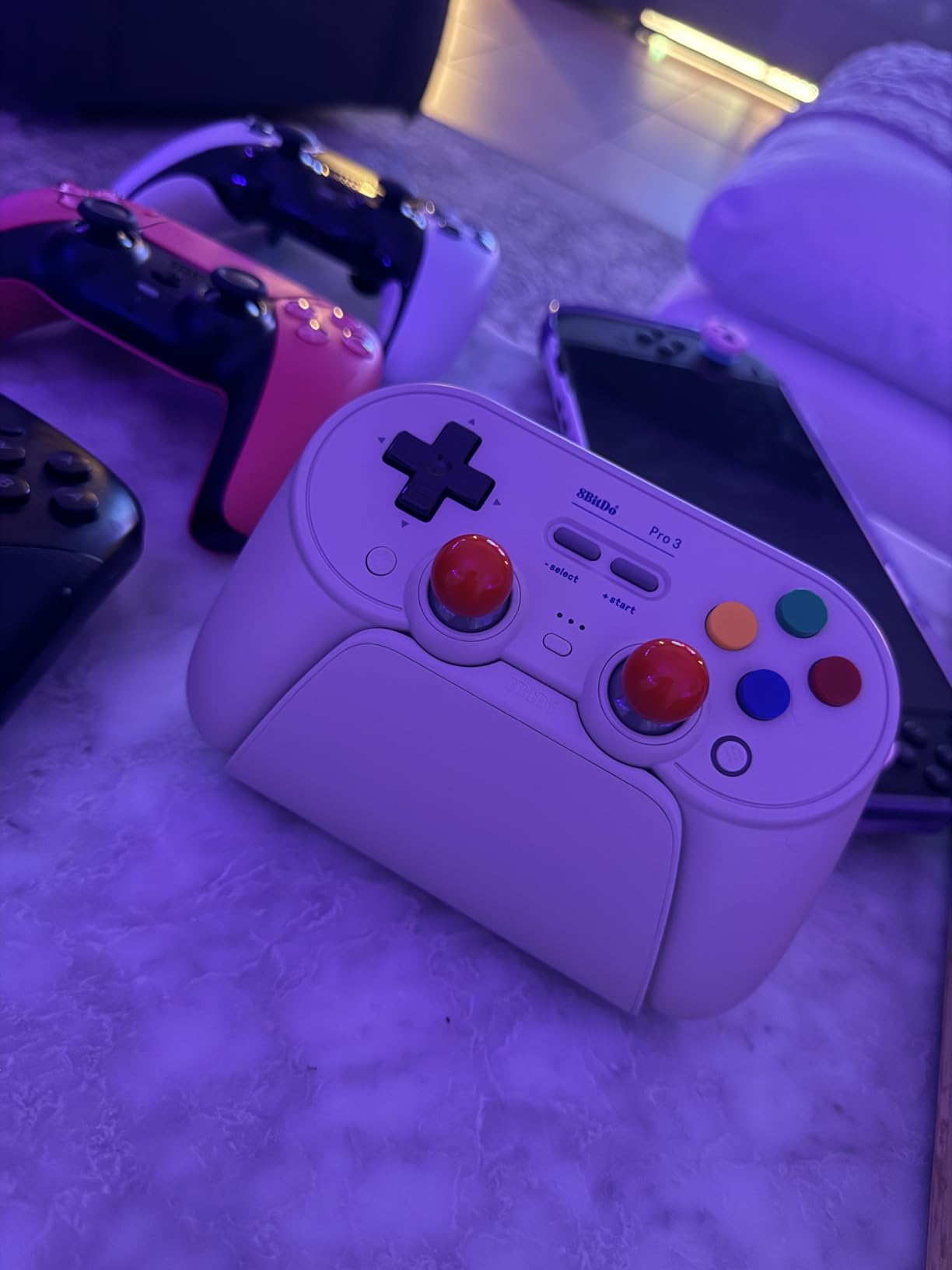 8BitDo Pro 3 Bluetooth Controller for Switch/Switch 2 – TMR Joysticks, Swappable ABXY Buttons, Pro Back Buttons, Charging Dock, Hall Effect Triggers, for Windows, Apple, SteamOS, Android - Purple customer photo 2