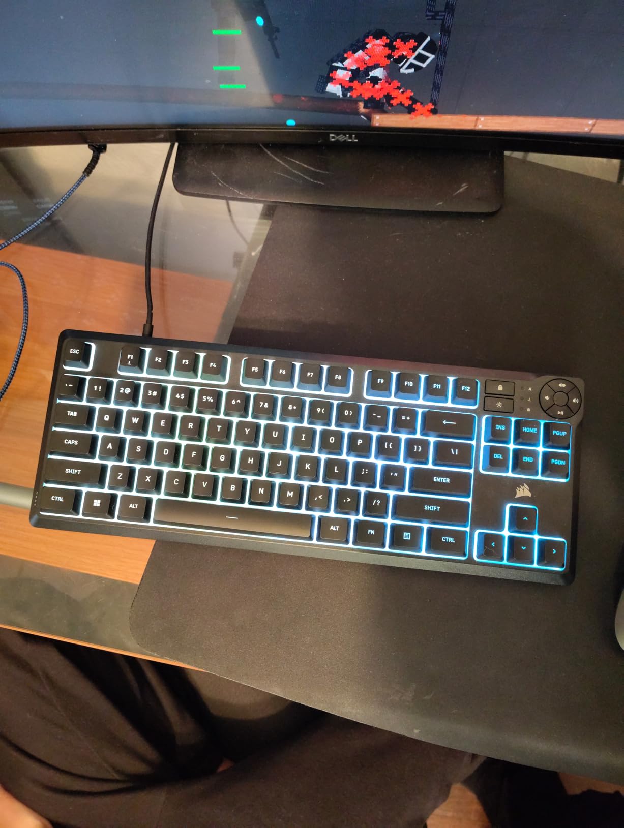 Corsair K55 CORE TKL RGB Gaming Keyboard - Tenkeyless, 8-Zone RGB, Quiet Membrane Keys, Spill Resistant, Media Keys, 1000Hz Polling - NA Layout - Black customer photo 2