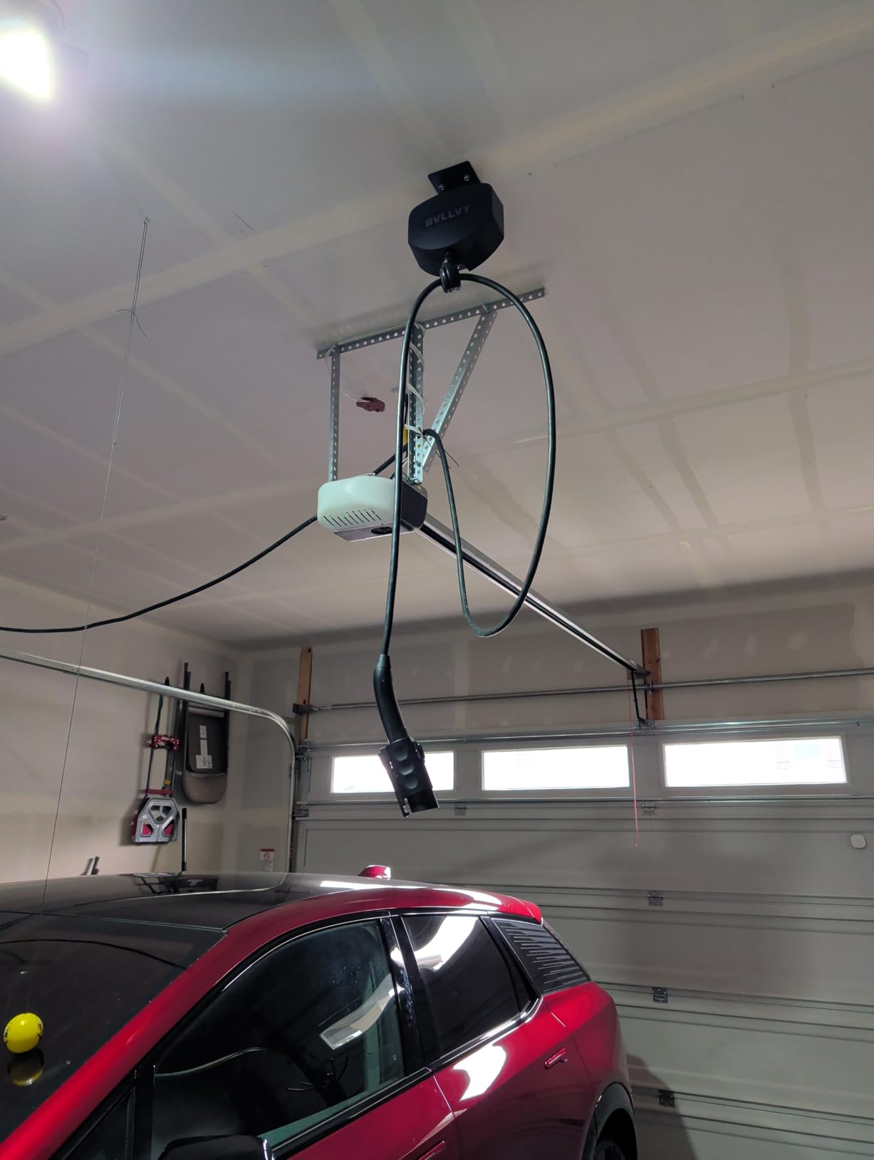 EV Charger Cable Retractor - 11.5ft Ceiling Mounted Automatic Retractable Cable Organizer for Electric Vehicle Charging, Universal Fits 95% of EV Charging Cables customer photo 1