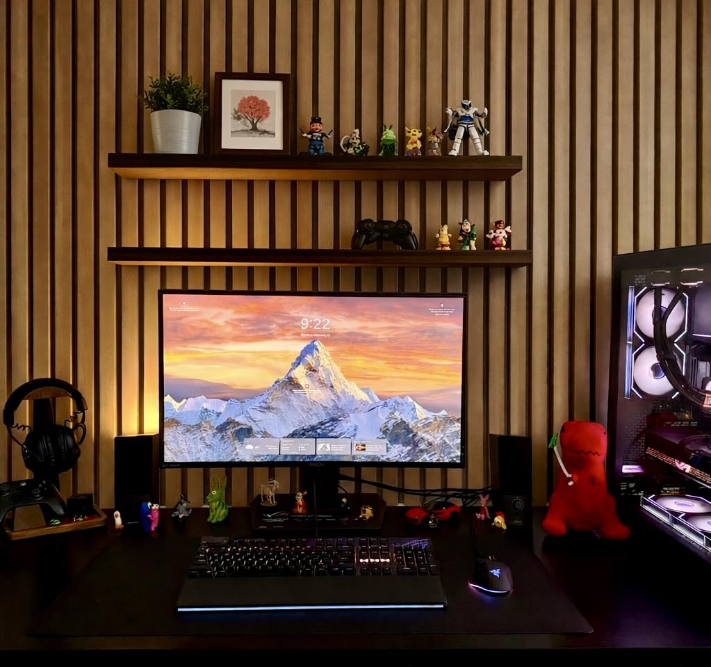 UPERGO Headset Stand with Gaming Controller Holder, Walnut Wood Headphone Stand with Storage Base, Gaming Equipment Accessories for Desk customer photo 2