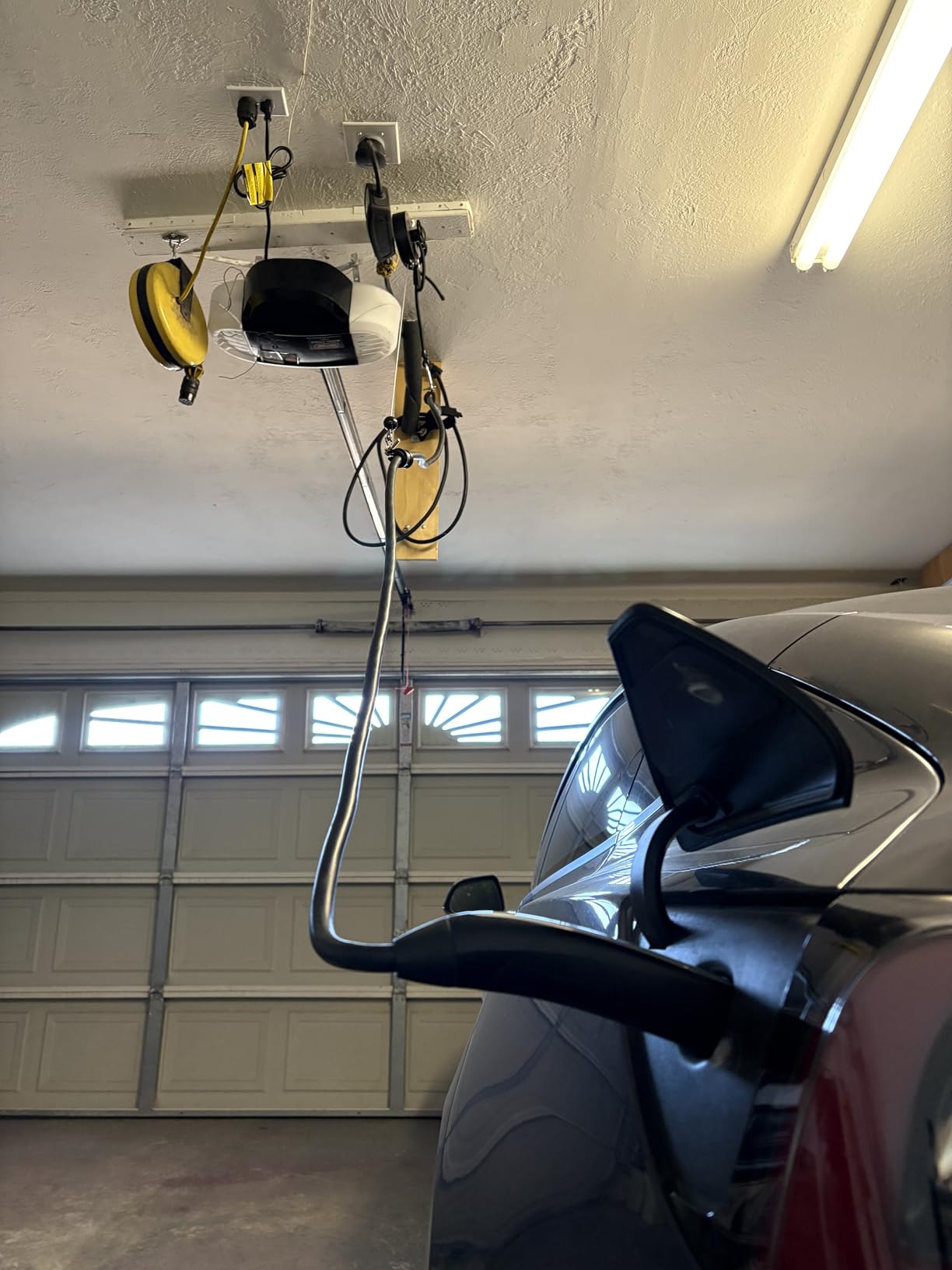 Flexible charging Universal EV Overhead Retractable Cable Management System for Tesla & Other Electric Vehicles, Garage Charging Cable Organizer for All Level 2 Chargers - Mounts to Ceiling and Wall customer photo 1