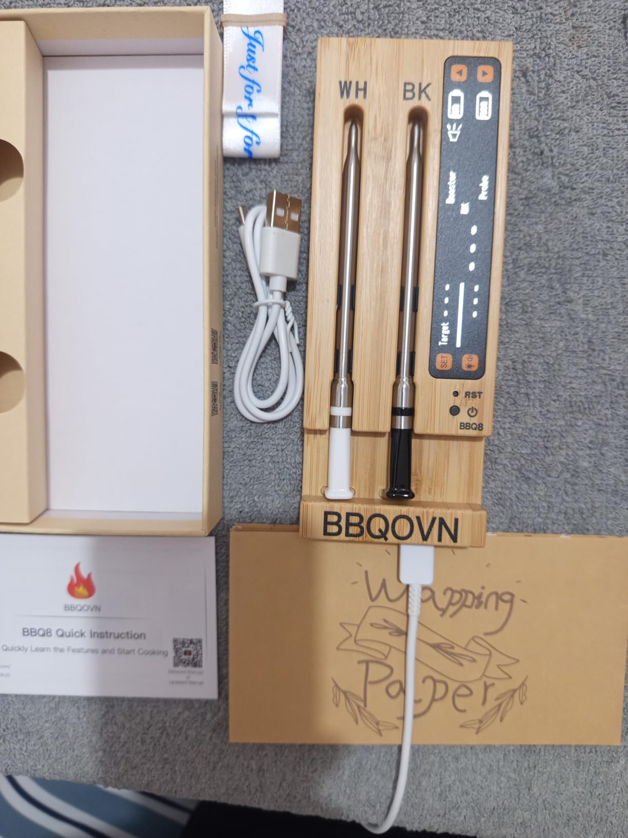 BBQOVN WiFi Sub-1G Wireless Meat Thermometer Unlimited Range 7 NIST Certified Sensors with Ambient Temp 2 Temp Monitoring Ways Digital Smart Base and App for BBQ, Smoker, Grill, Oven (Dual Probes) customer photo 1