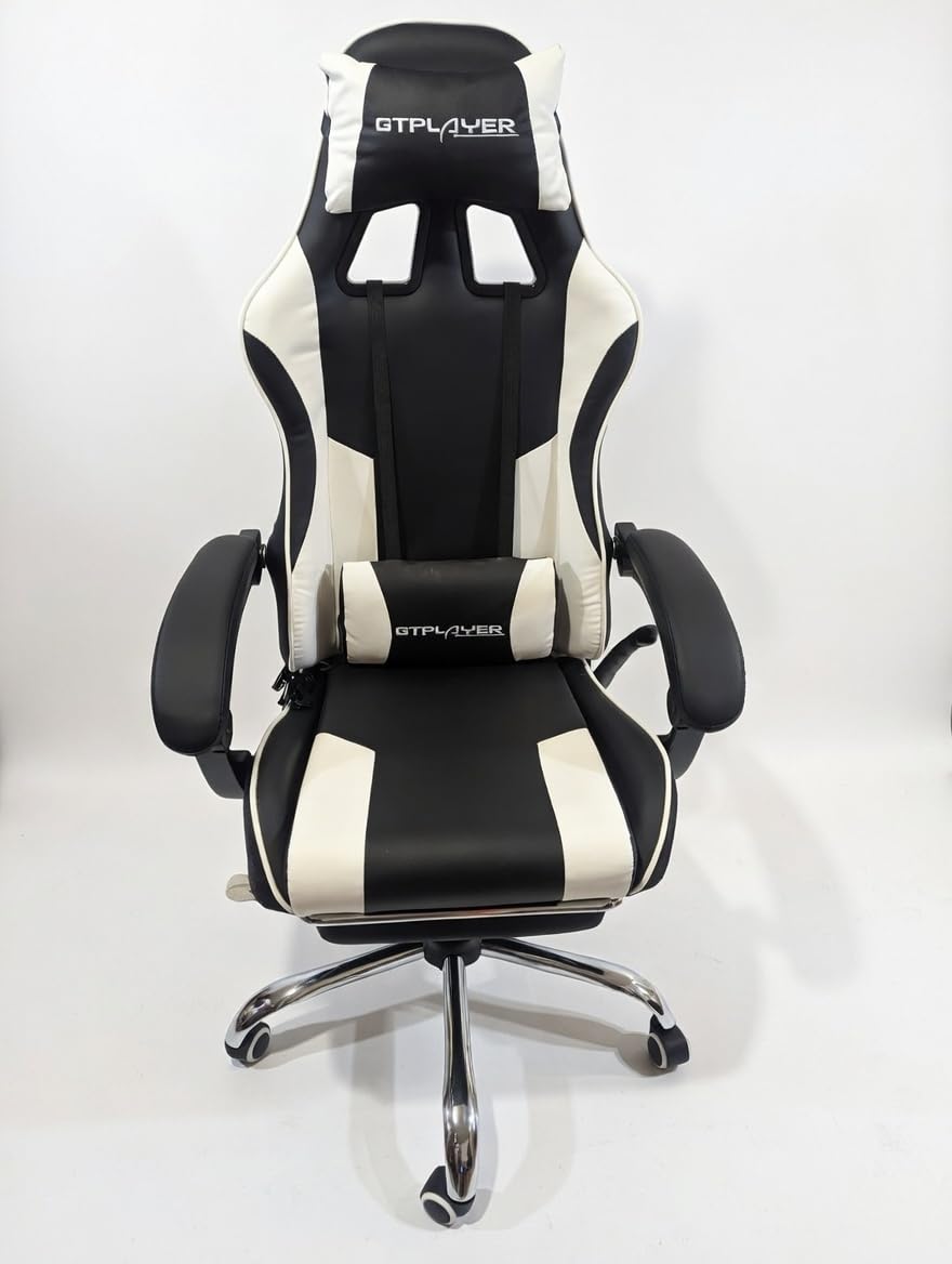GTPLAYER Gaming Chair, Computer Chair with Footrest and Lumbar Support, Height Adjustable Game Chair with 360-Swivel Seat and Headrest and for Office or Gaming (Pearl White) customer photo 1