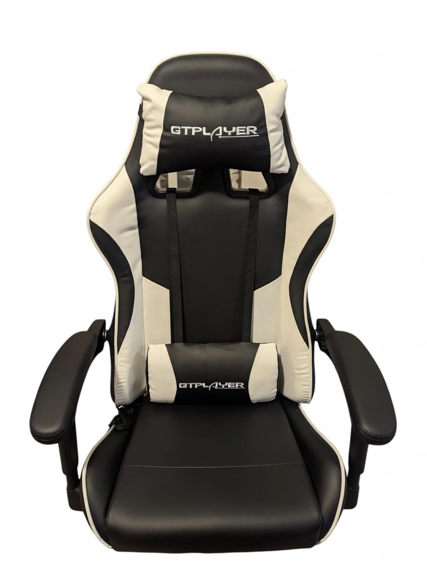 GTPLAYER Gaming Chair, Computer Chair with Footrest and Lumbar Support, Height Adjustable Game Chair with 360-Swivel Seat and Headrest and for Office or Gaming (Pearl White) customer photo 2