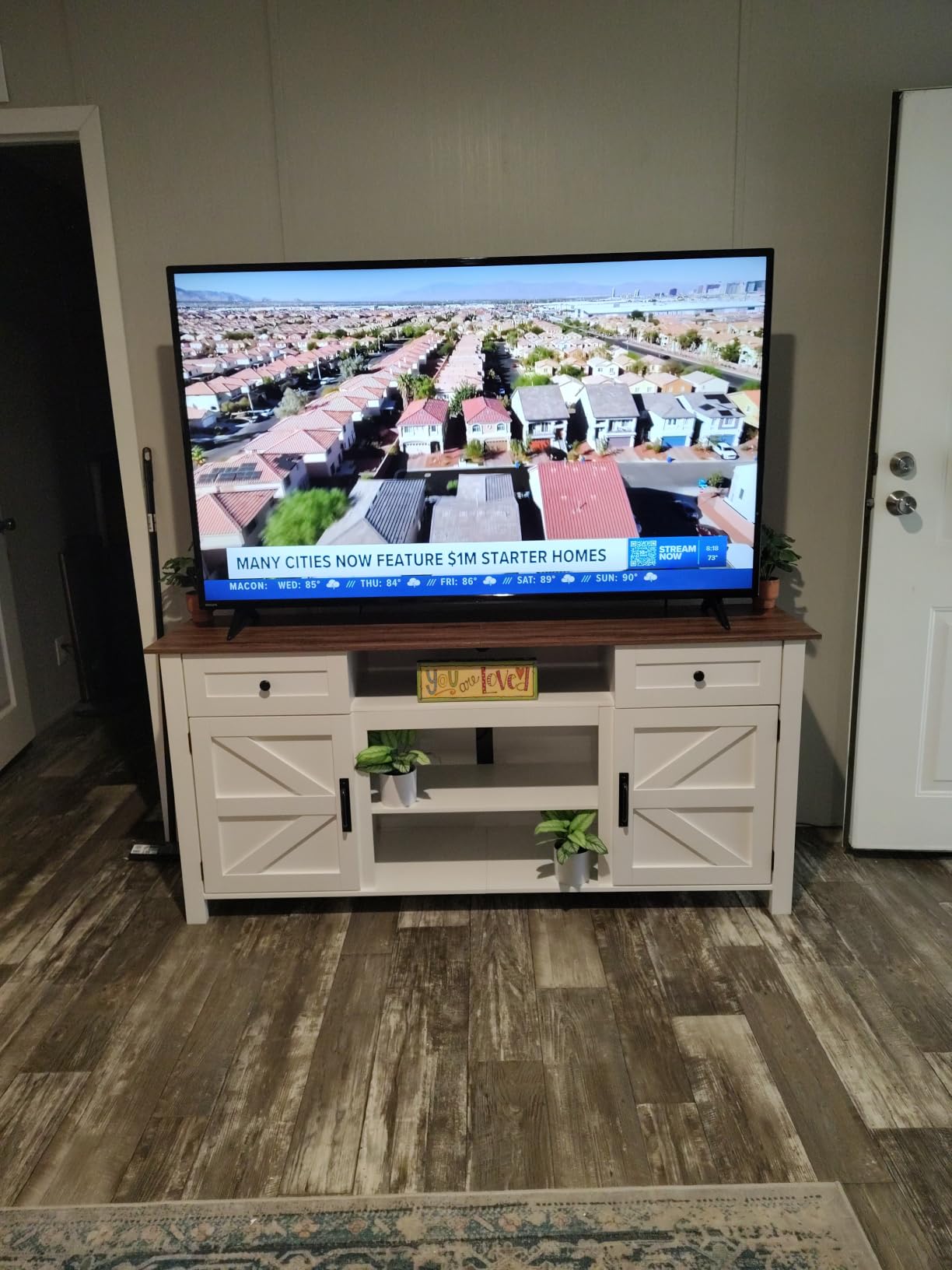 WLIVE TV Stand for 75/70 Inch TV, Entertainment Center with Storage & Power Outlet, Farmhouse Media Console Cabinet with Drawers and Adjustable Shelves for Living Room, Black customer photo 2