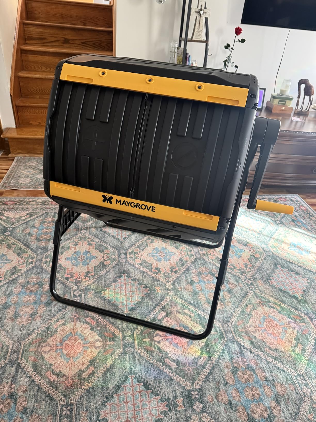 Maygrove Outdoor Compost Bin 53 Gallon, Dual Chamber Large Compost Tumbler for Garden Backyard, with 360 Degree Rotating, Sliding Doors & Solid Steel Frame, Updated Instructions customer photo 1