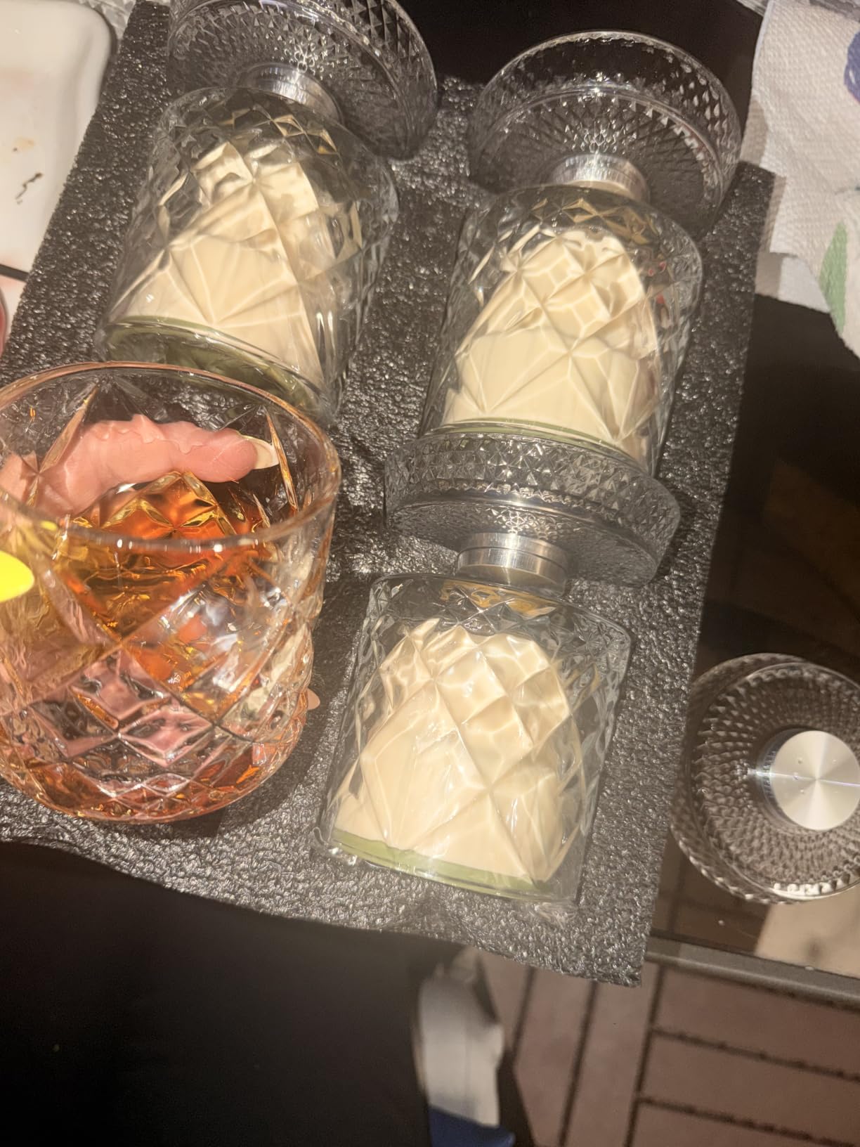 Spinning Whiskey Glasses Set of 4 With Iceball Molds, 9.5oz Lead-free Rotating Old Fashioned Rocks Glasses for Bourbon, Scotch, Liquor and Cocktails, Gifts for Whiskey-lovers customer photo 1