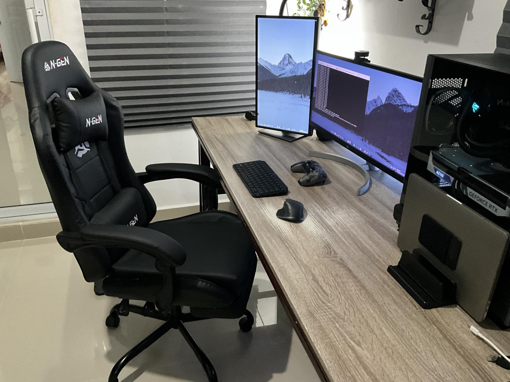 N-GEN GAMING Video Gaming Chair with Footrest Lumbar Support for Home Office High Back Recliner Height Adjustable Ergonomic Comfy Leather Computer Desk Chair (Carbon Black) customer photo 2