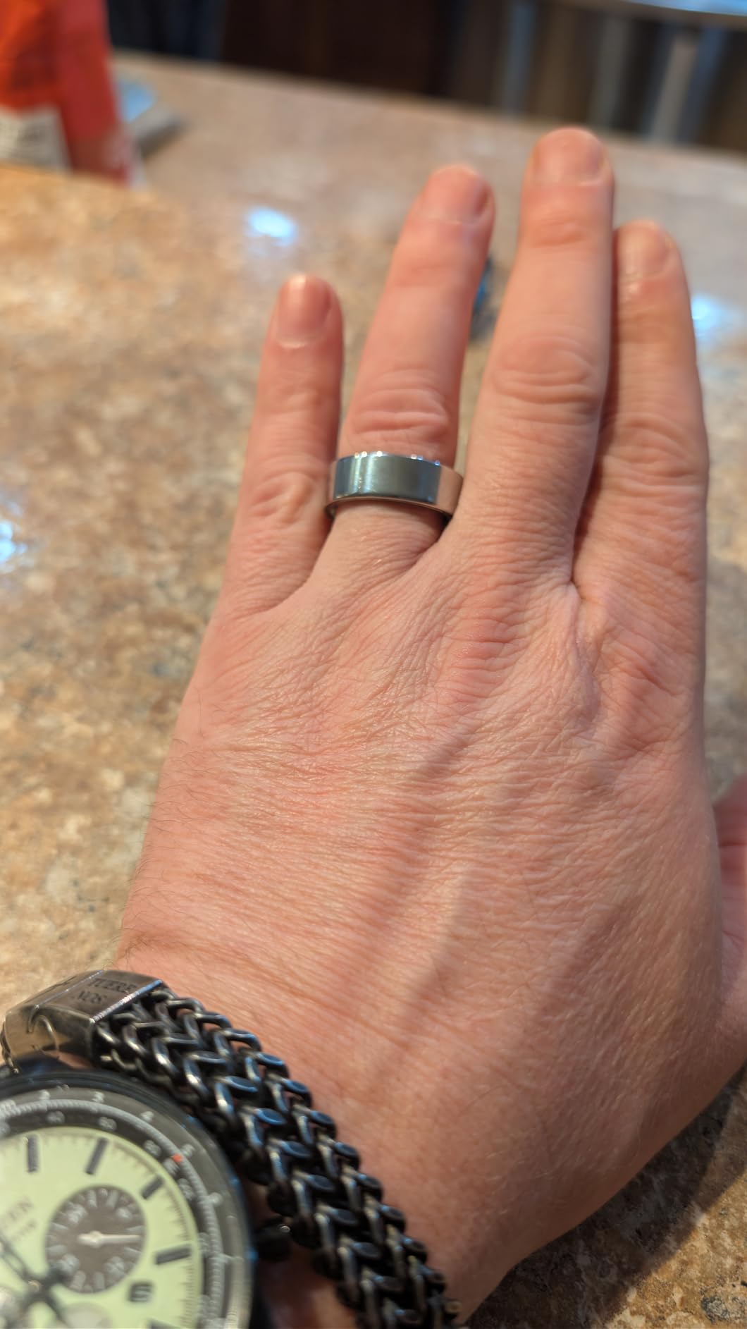 Smart Ring Health Tracker 5ATM Waterproof Sport Ring Exclusive Vibration Alerts Titanium Blood Oxygen/Sleep/Emotional Management Women Cycle Prediction Compatible with iOS/Android Dawn Rose Gold 8.5 customer photo 2
