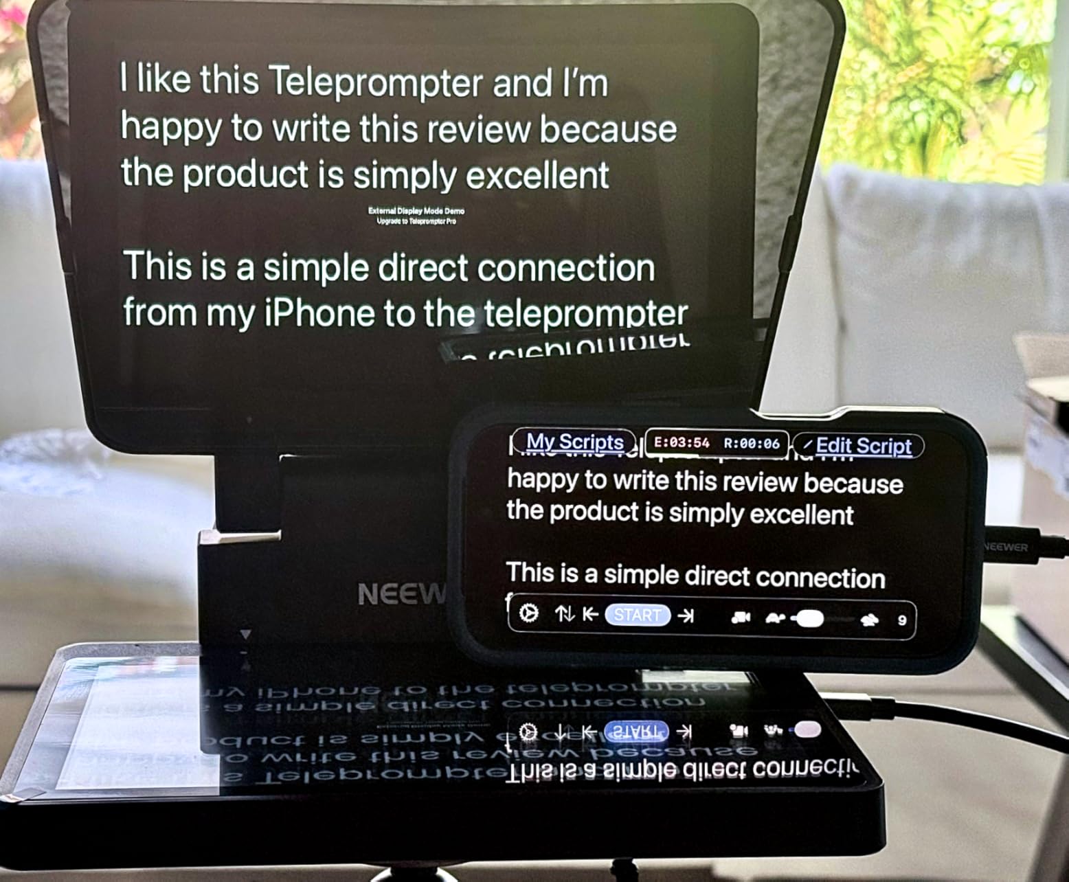 NEEWER 2 in 1 Teleprompter 11 Inch with Monitor, Supports Screen Mirroring, Plastic, Portable Prompter for Camera Mobile Phone Webcam Windows MacOS for YouTube Twitch Live Streaming Conference, X11 customer photo 1
