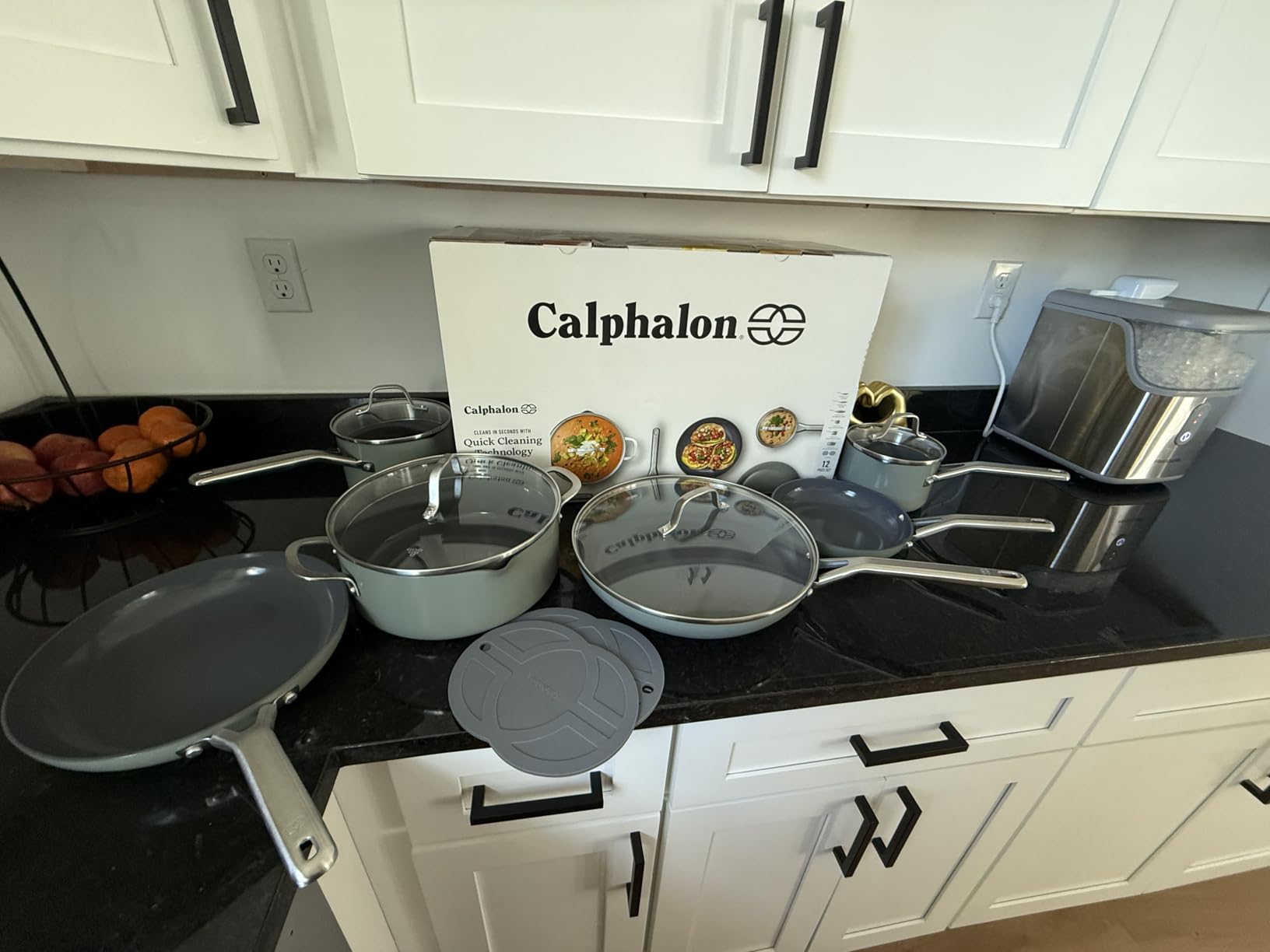 Calphalon Ceramic Nonstick 12 Piece Cookware Set, Easy Cleanup Pots and Pans for Everyday Cooking, PFAS-Free Kitchen Set, Dishwasher Safe, Oven Safe, Flour customer photo 1