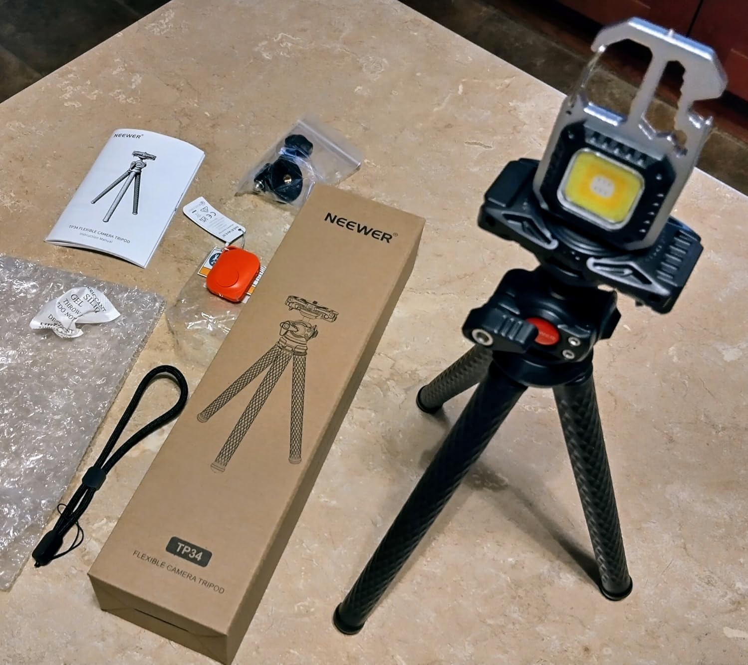 NEEWER Flexible Phone Tripod TP34, Small Mini Camera Webcam Desk Stand with Phone Holder and Action Camera Mount Adapter customer photo 2