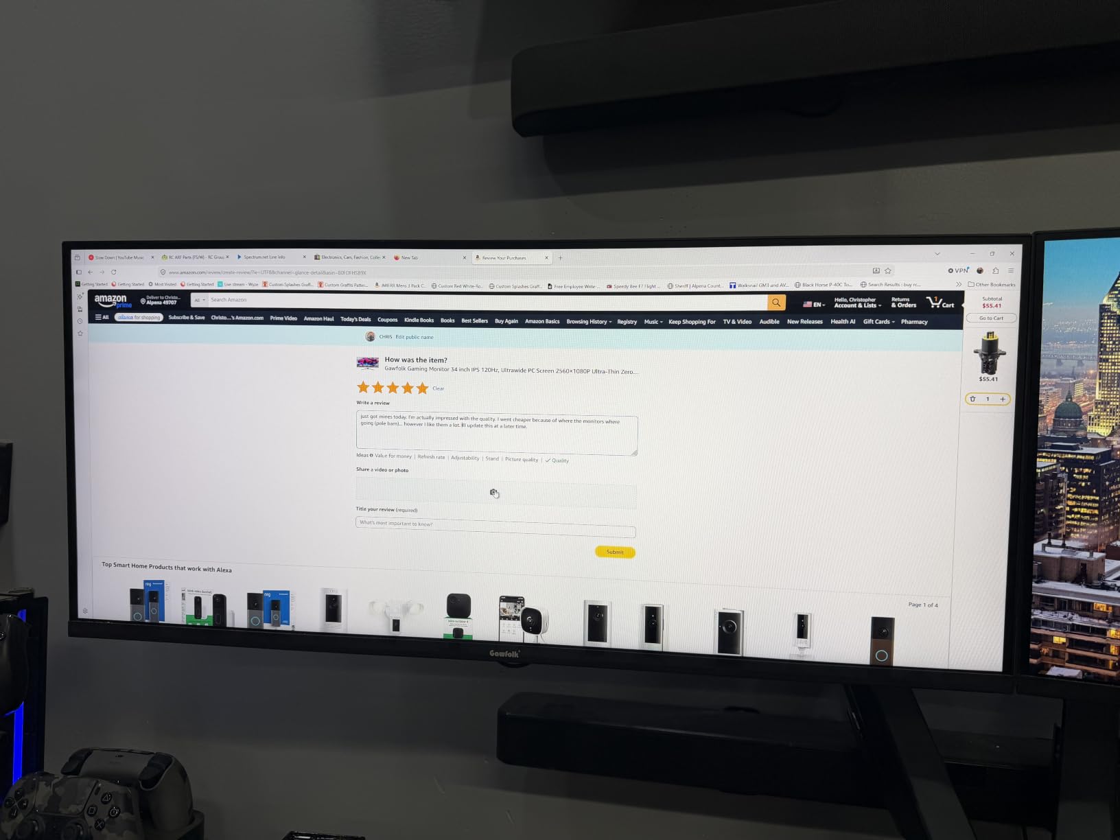 Gawfolk 32 Inch 4K 240Hz Curved Gaming Monitor, UHD 3840 x 2160 Computer PC Monitor with Speakers, 1500R 1ms Frameless, Adaptive Sync, HDMI, DisplayPort VESA, Tilt Adjustable customer photo 2