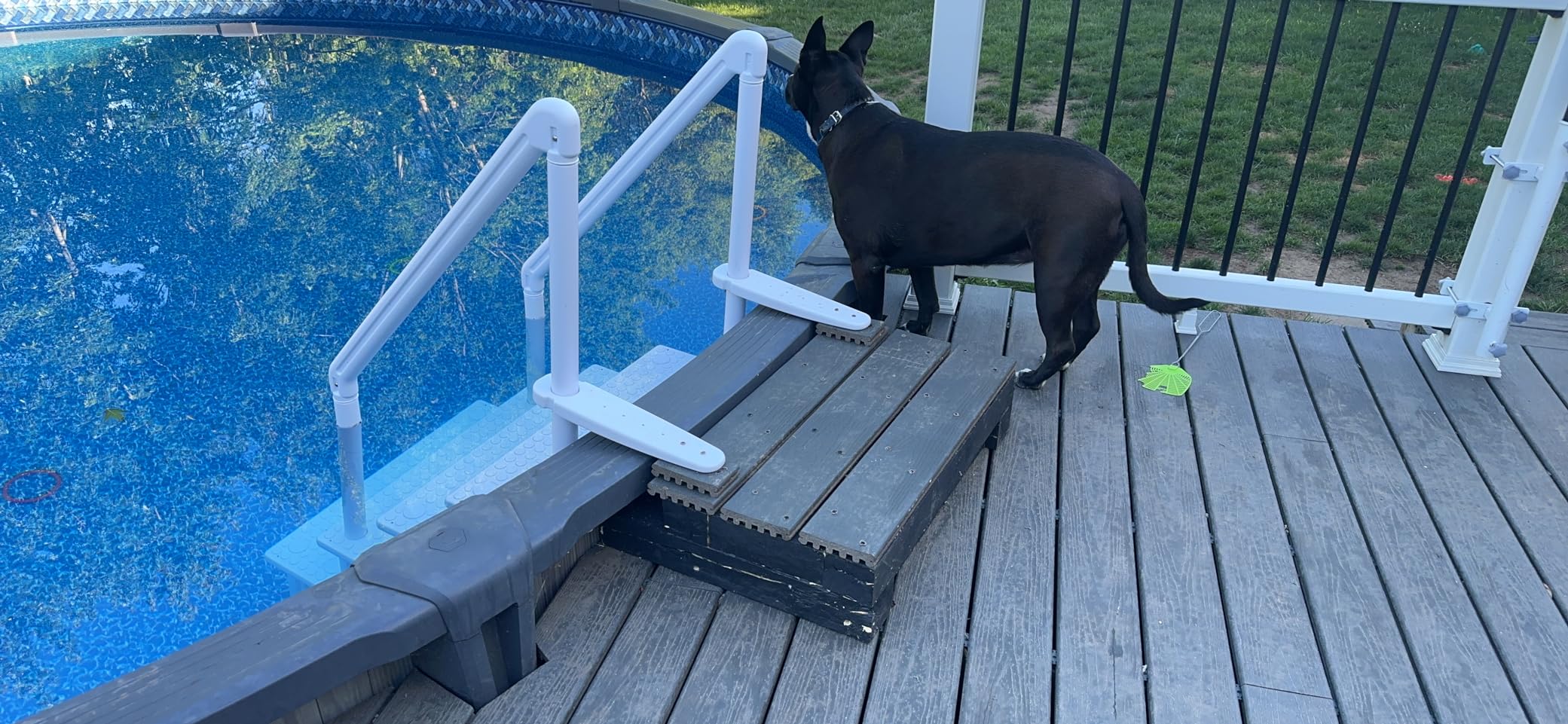 XtremepowerUS Above Ground Swimming Pool Ladder and 4-Step System with Handrails, Heavy-Duty Entry Ladder for Deck to Pool Access customer photo 2