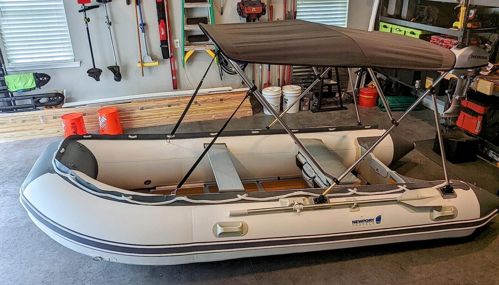 Newport 8ft 10in Dana Inflatable Sport Tender Dinghy Boat - 3 Person - 10 Horsepower - USCG Rated, White/Gray customer photo 2