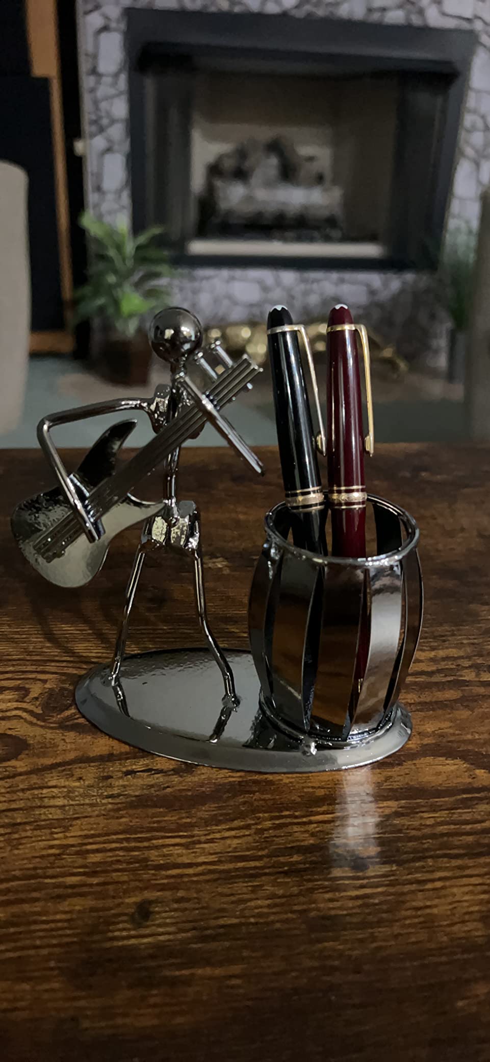 MyGift Guitar Pen Holder Desk Office Decor Gift For Men customer photo 2