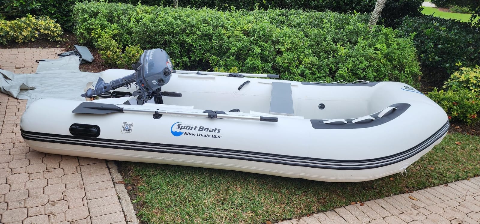 Killer Whale 10.8' Inflatable Dinghy | Aluminum Floor Dinghy with Durable Heat-Welded PVC | 5 Person Inflatable Dinghy | 15HP Motor Ready customer photo 1