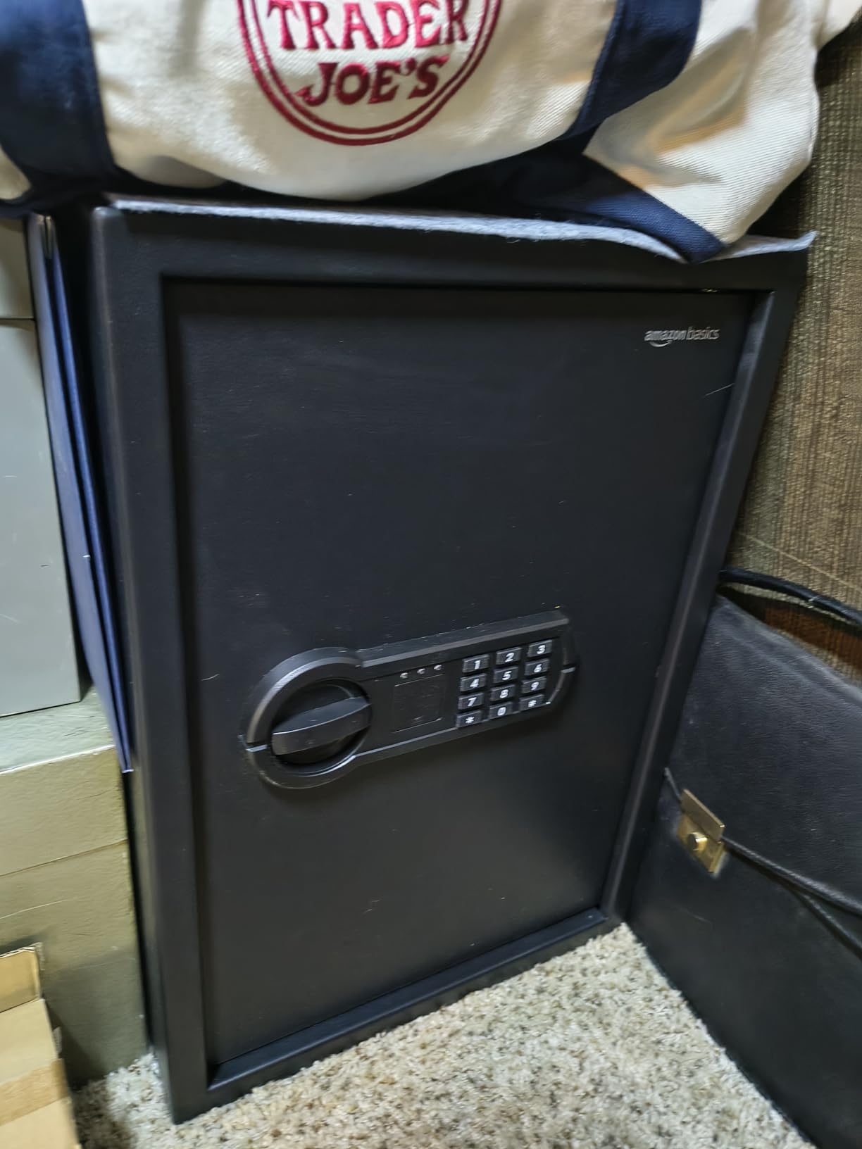 Amazon Basics Steel Home Security Electronic Safe with Digital Keypad, Programmable Lock for Important Documents, Jewelry, Valuables, 1.2 Cubic Feet, Black, 13