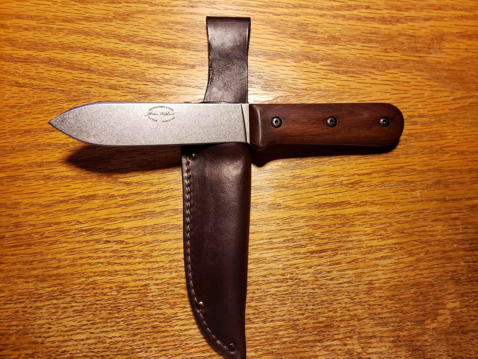 KA-BAR Becker Kephart Fixed 5.1 in Blade Walnut Handle, Brown BK62 Overall Length: 9.688