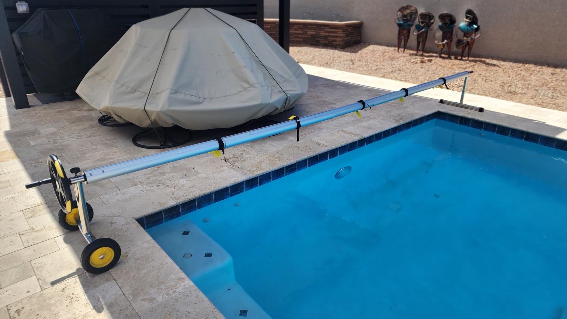 VINGLI 21FT Solar Cover Reel, Pool Cover Reel for Inground Swimming Pool | Adjustable Pool Cover Roller with Embedded Straps and Clips, Aluminum Solar Swimming Inground Cover Blanket Reel (Upgrade) customer photo 2