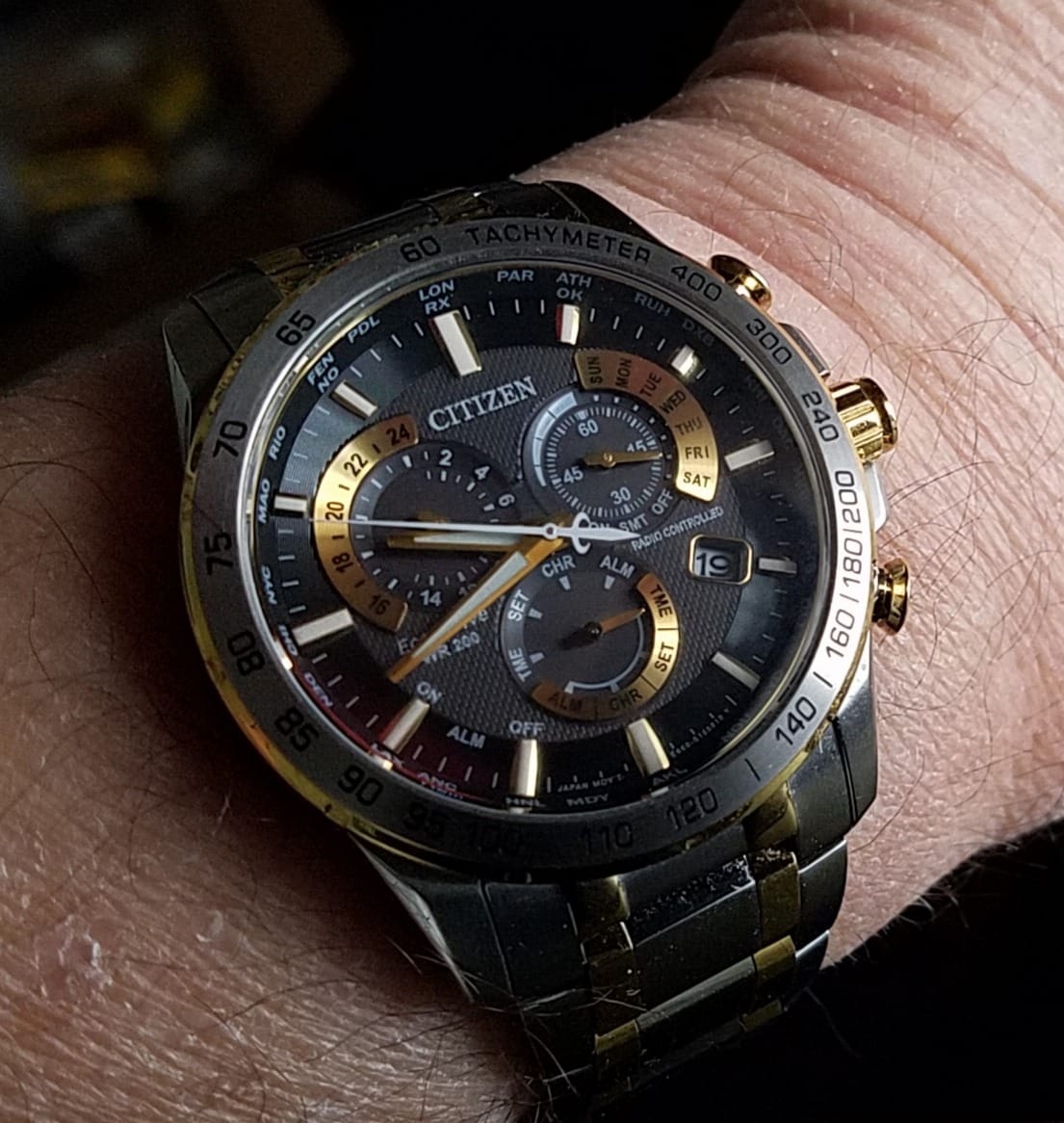 Men's Eco-Drive Sport Luxury PCAT Chronograph Watch customer photo 2