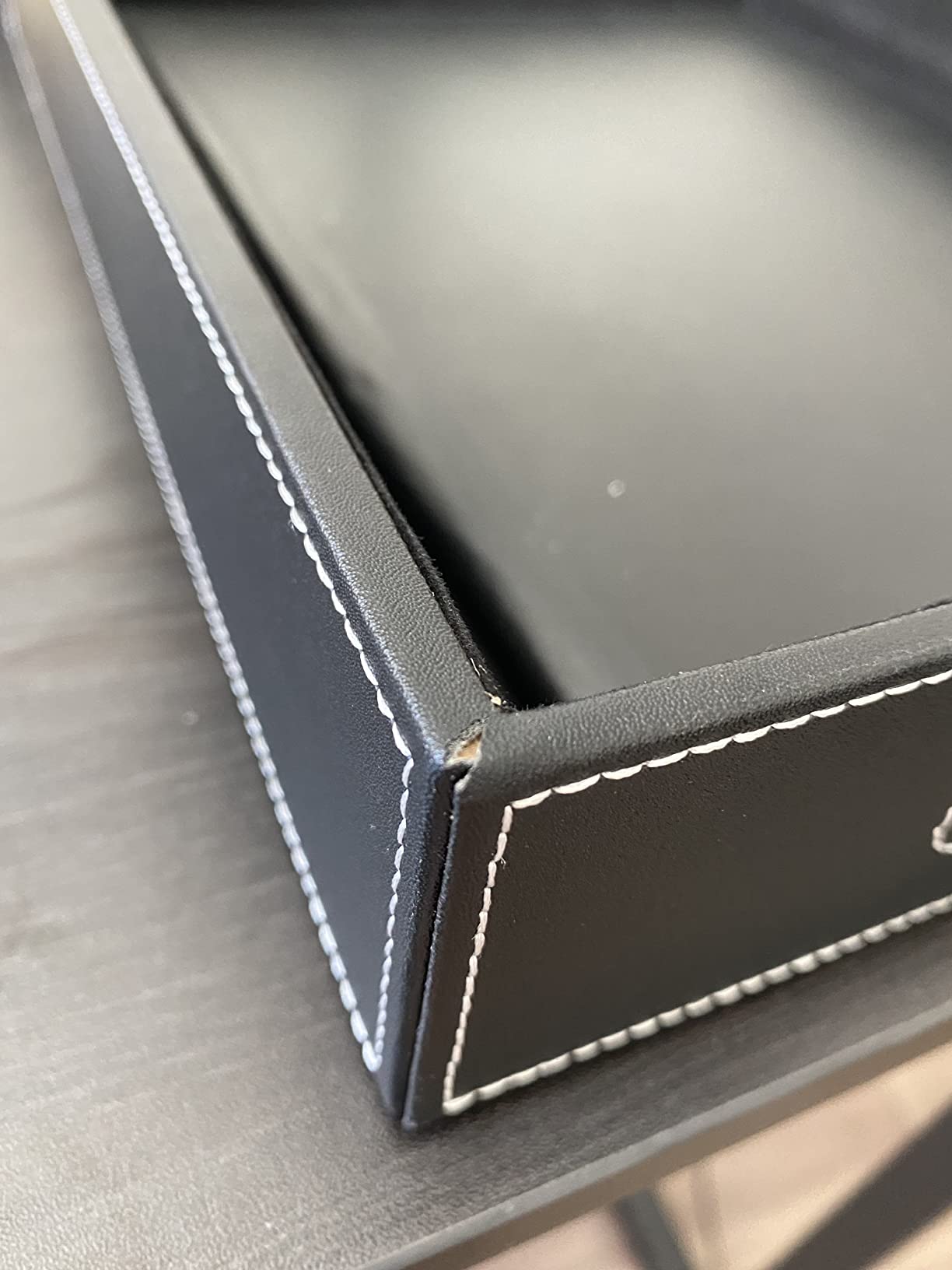 Leather Letter Tray, THIPOTEN Elegant Desk Organizer for Office Supplies, Mail, Paper, File, Magazine, Perfect Office Organization for Desktop(Black) customer photo 2