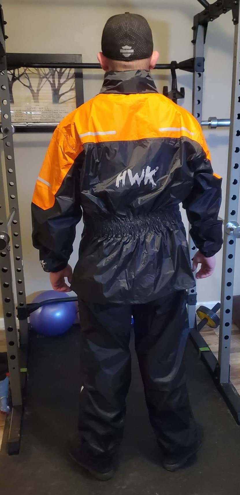 HWK Motorcycle Rain Suit for Men and Women, Two-Piece Waterproof Motorcycle Rain Gear with Reflective Jacket and Pants, All-Season Weatherproof Protection for Riding, Black, X-Large customer photo 1