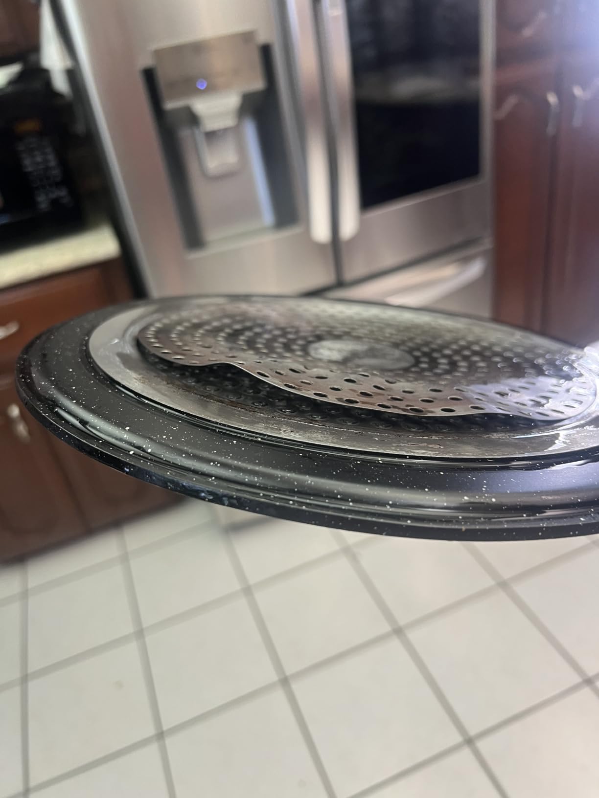 ESLITE LIFE 9.5 Inch Crepe Pan with Spreader, Nonstick Granite Coating Dosa Pan, Roti Tawa Comal Para Tortillas Pancake Griddle Pan, Induction Compatible, PTFE & PFOA Free, Black customer photo 1