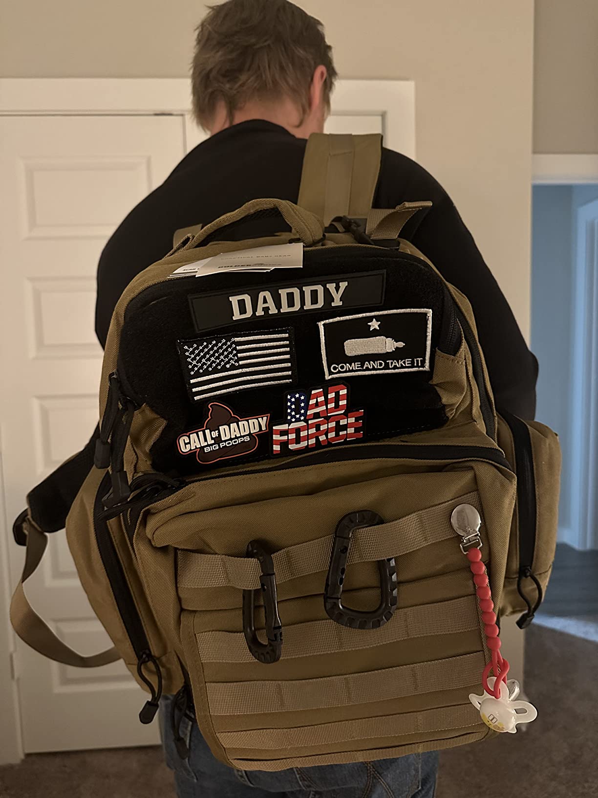 Dad Diaper Bag - Molle-Style Military Diaper Backpack Made of Rugged 900D Waterproof Polyester with Wider Extra-Long Straps, Pouch for Dirty Diapers, Baby Wipes Dispenser & Insulated Bottle Pockets customer photo 1