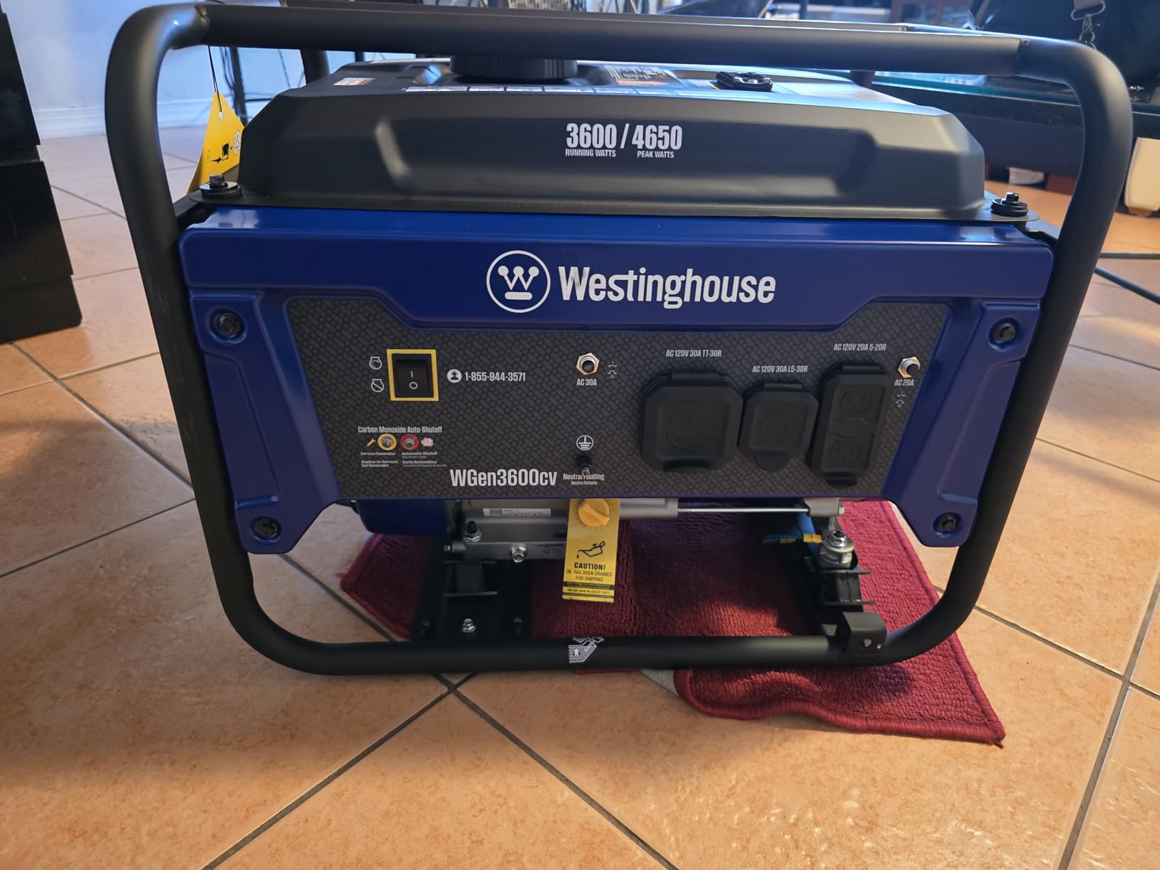 Westinghouse 4650 Peak Watt Portable Generator, RV Ready 30A Outlet, Gas Powered, CO Sensor customer photo 1