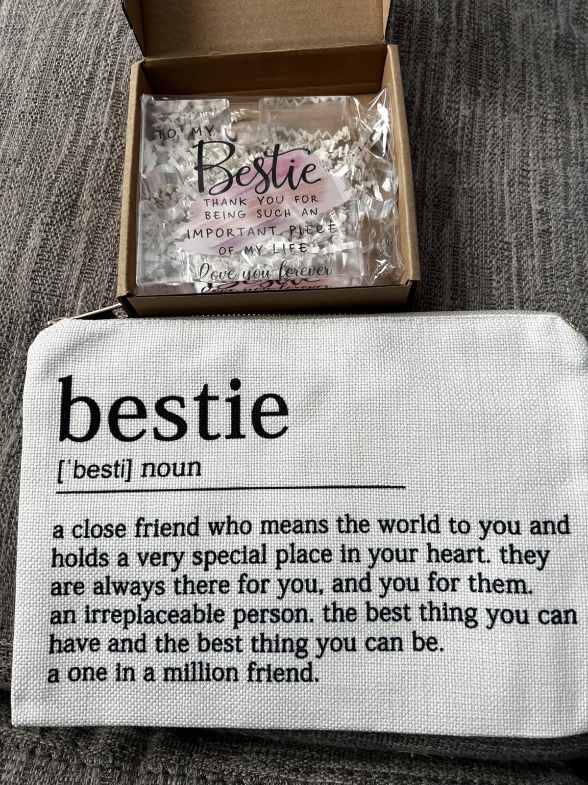 Bestie Makeup Case Best Friend Cosmetic Bag for Her for Sister Birthday Toiletry Bag Gift Motivation Quotes Sister Gift Bestie College Roommate Gfit (Bestie) customer photo 1