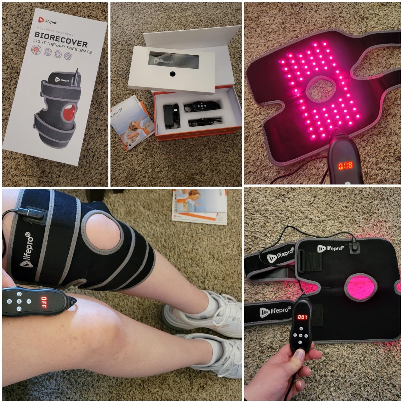 LifePro Biorecover - Red Light Therapy for Knee - Triple Chip LED Knee Wrap | Near Infrared Red light therapy for Body - 60 & 40 LEDs - Knee Massager - 660nm 850nm Light Therapy - Joint & Muscle Support customer photo 1