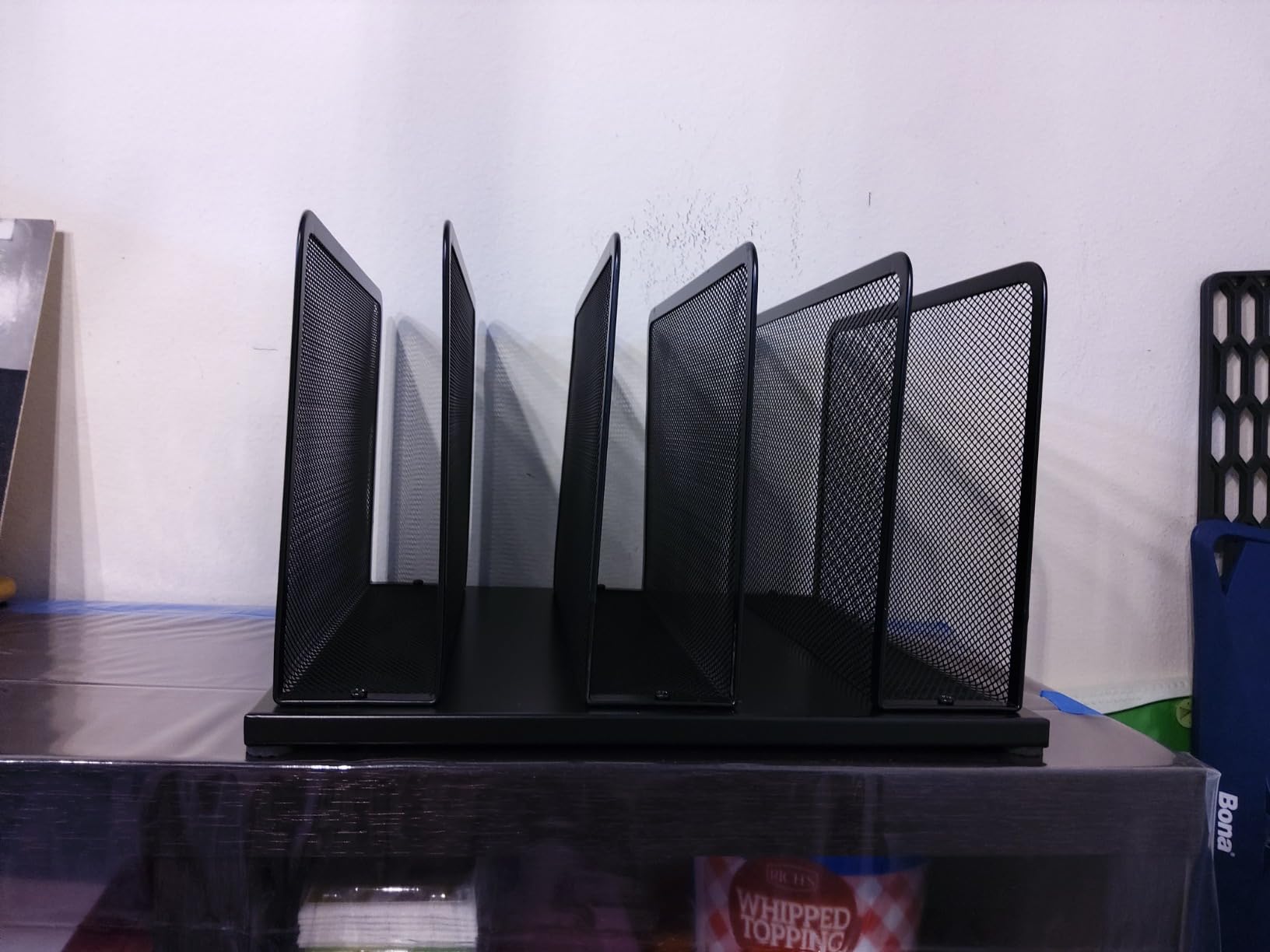 Kuntine.B Desk File Organizer Upright Mesh Desktop Organizer File Sorter Office Organization File Holder for Home, Office & Classroom (Black, 1 Pack 5-Section) customer photo 2