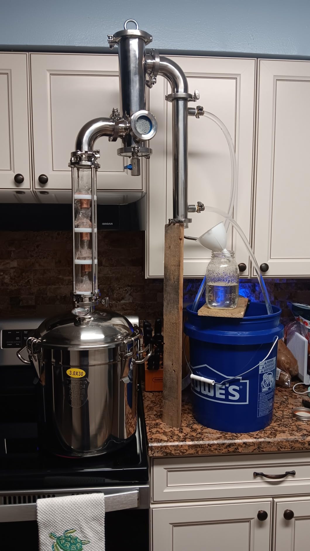 YUEWO Alcohol Still 5.8GAL/13.2GAL Stainless Steel Alcohol Distiller Home Brewing Distillery Kit with 2'' Crystal Still Column for DIY Whisky Wine Brandy Gin Vodka Alcohol Making customer photo 2