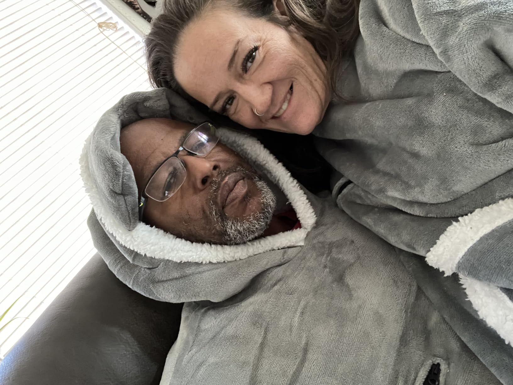 IFNOW Oversized Sherpa Wearable Blanket Hoodie for Adult with Eye Mask, Grey | Soft Flannel Sweatshirt Hooded Blankets, Giant Pocket, Ribbed Cuffs, Extra Warm Comfort, Christmas Birthday Gifts, One Size customer photo 1