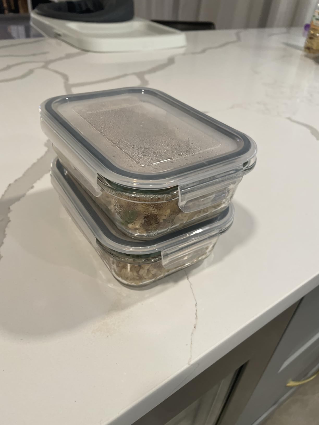 Vtopmart 5Pack 22oz Glass Storage Containers with Lids, Grey | Glass Meal Prep Food Container Sets, Snap Airtight Lid, For Microwave, Oven, Freezer and Dishwasher, BPA Free customer photo 1