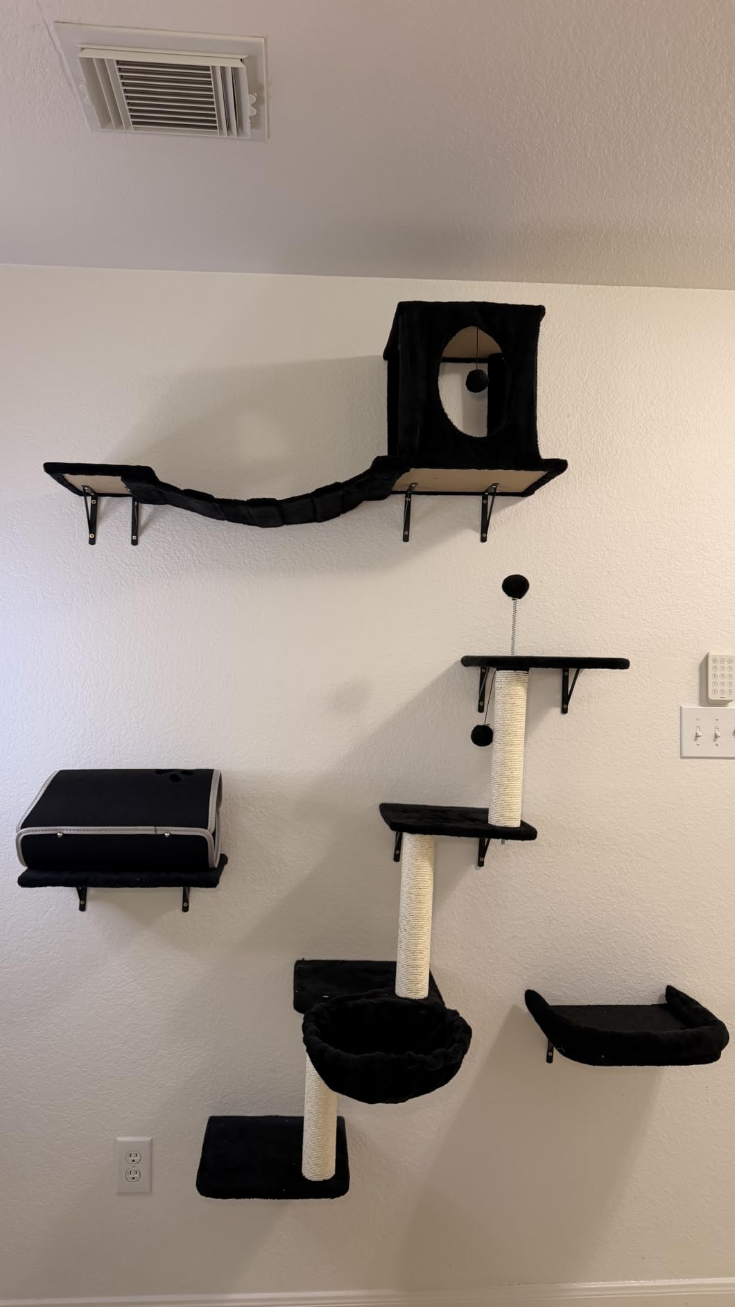 7-in-1 Cat Wall Shelves, Wall Mounted Climber Set | Cat Furniture with House, Tunnel, Bridge, Steps, Scratcher, Hammock, Shelves for Indoor, Dark Grey customer photo 2