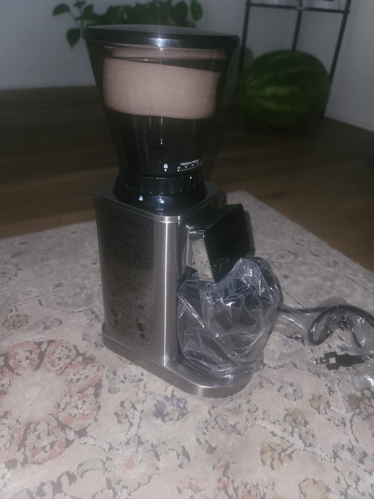 AMZCHEF Burr Coffee Grinder, 48 Settings, Less Static Mess, Metallic Silver customer photo 1