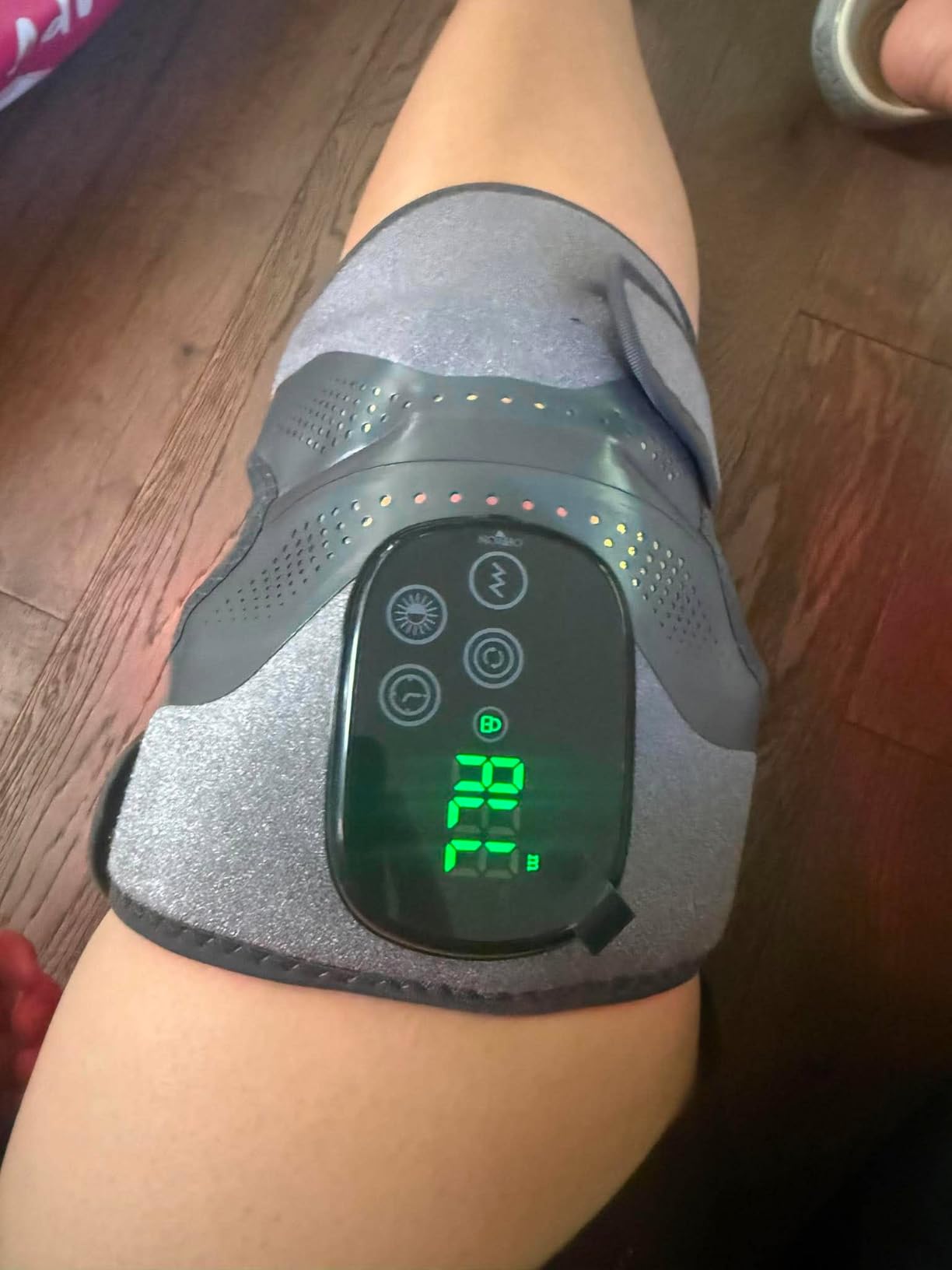 Knee Massager with Heat & Red Light Therapy for Pain Relief | 660nm & 850nm infrared, 3D vibration with 3 intensities; 5000mAh capacity, relieves joint pain for knee, elbow & shoulder customer photo 2