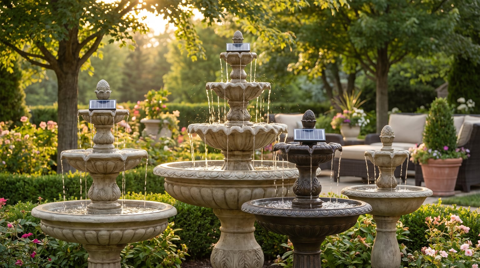 Best Solar-Powered Tiered Estate Garden Fountains