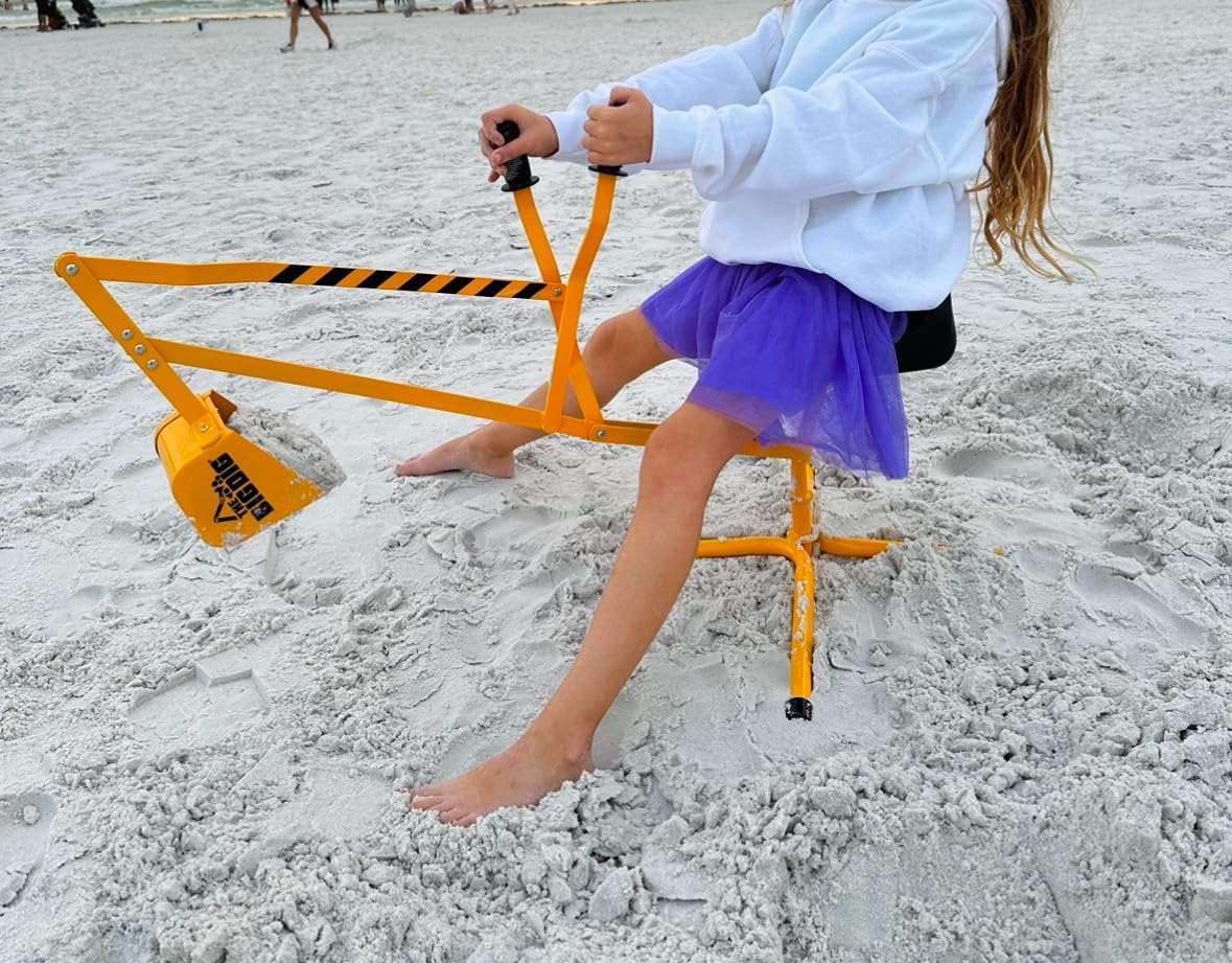 Big Dig Excavator Ride-On Sandbox Digger with 360 Rotation Base, Yellow customer photo 2