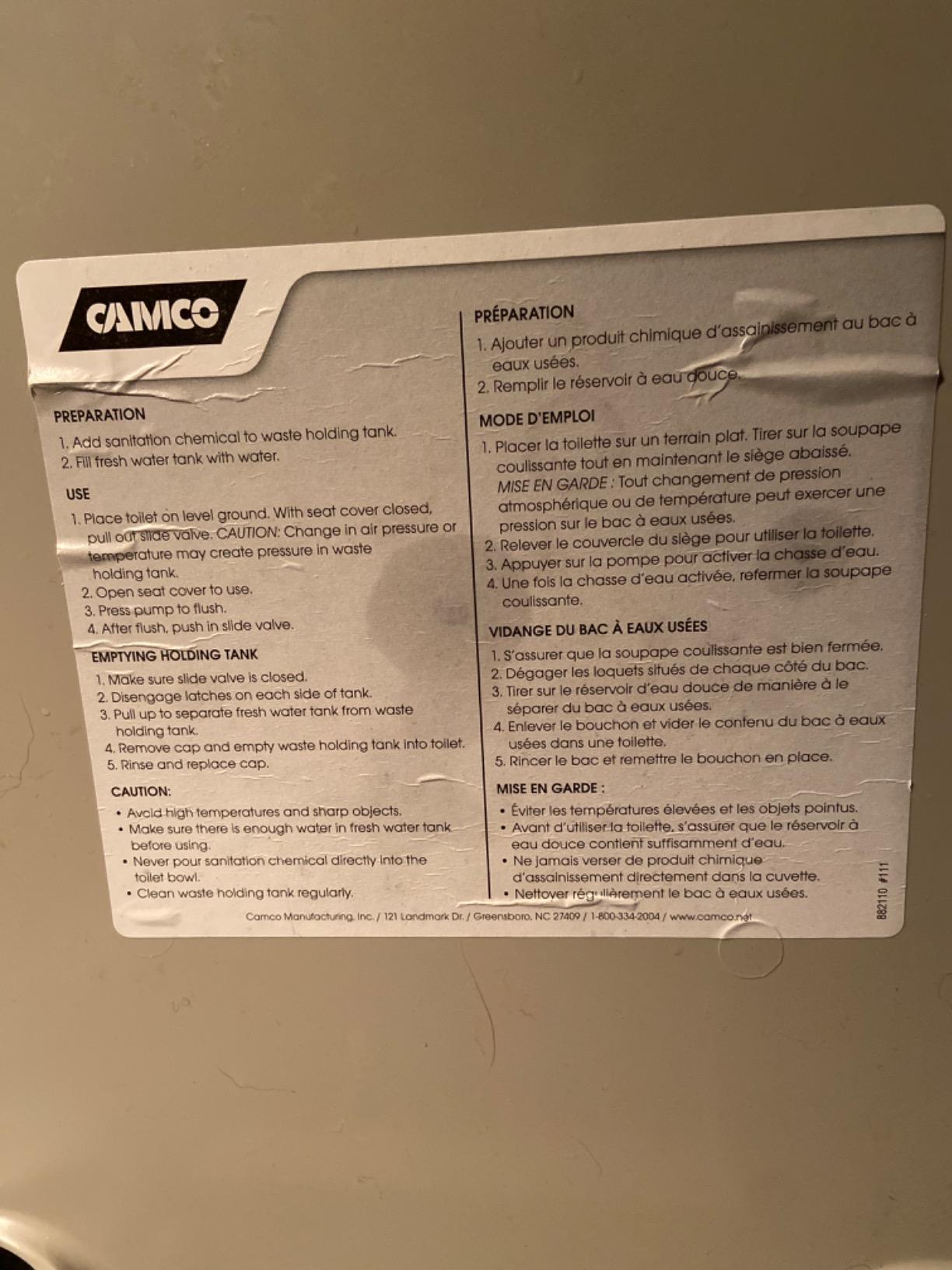 Camco Portable RV Toilet with Detachable Tank, Gray, 5.3 Gallon, 41541 customer photo 1