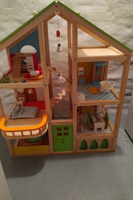 All Seasons Kids Wooden Dollhouse by Hape | Award Winning 3 Story Dolls House Toy with Furniture, Accessories, Movable Stairs and Reversible Season Theme L: 23.6, W: 11.8, H: 28.9 inch customer photo 1