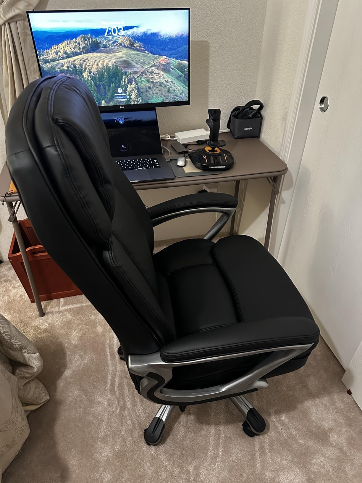 Serta Ergonomic Big and Tall Executive Office Chair Lumbar Support, Leather | Fairbanks, Gaming Chair with Headrest, 350lb Capacity, Padded Arms, Semi-Plush Seat Cushion, Adjustable Height & Tilt, Black customer photo 1