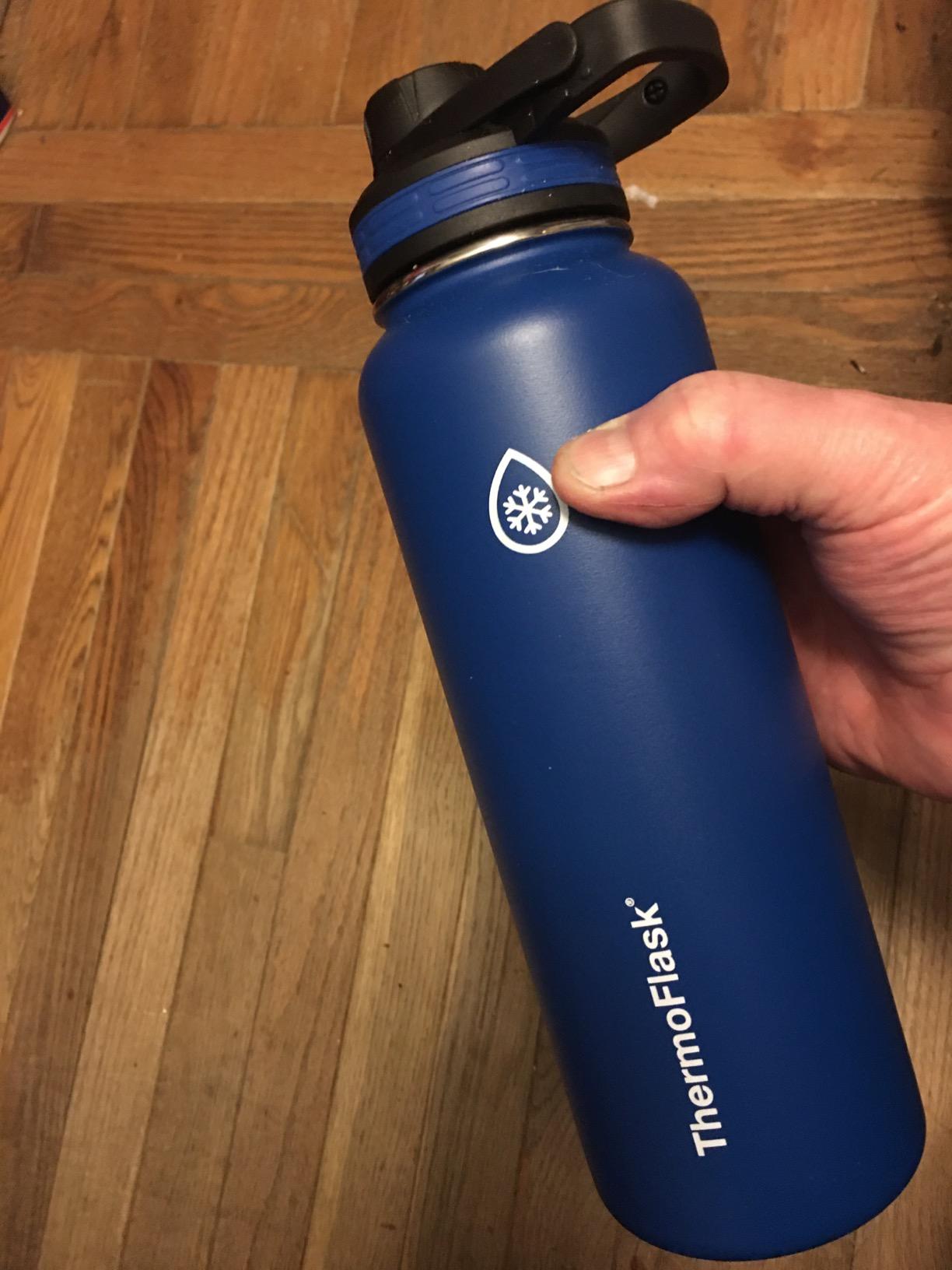 ThermoFlask 40 oz Double Wall Vacuum Insulated Stainless Steel Water Bottle - Reusable with Leakproof Chug & Straw Lids - Keeps Drinks Cold 24 hr/Hot 12 hr - Easy Maintenance - Gym/On-the-Go, Cobalt customer photo 2