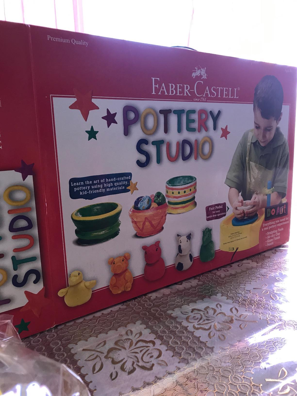 Faber-Castell Pottery Studio: Create Your Own Pottery Designs with Kid-Friendly Pottery Wheel, Air-Dry Clay, Paints, Sculpting Tools & Step-by-Step Instructions for Kids (Ages 8+) customer photo 2